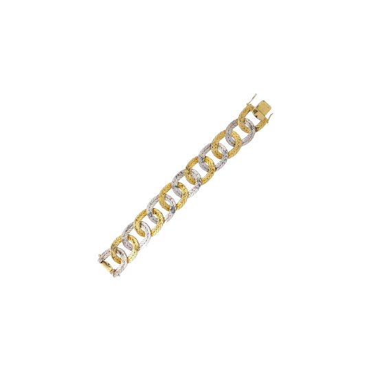 Mario Buccellati Two-Tone 18kt Yellow and White Gold Woven Bracelet, Late 20th Century