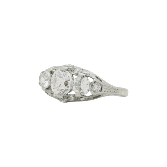 Original Art Deco Old European Cut Diamond Ring, Platinum & 18ct White Gold, Circa 1930, 2.16ct