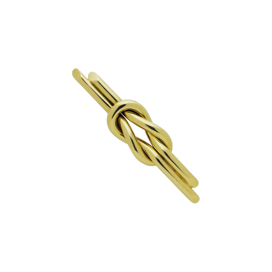 Oversized 18 Karat Yellow Gold Lover’s Knot Brooch with White Gold Hinged Pin and Roller Clasp