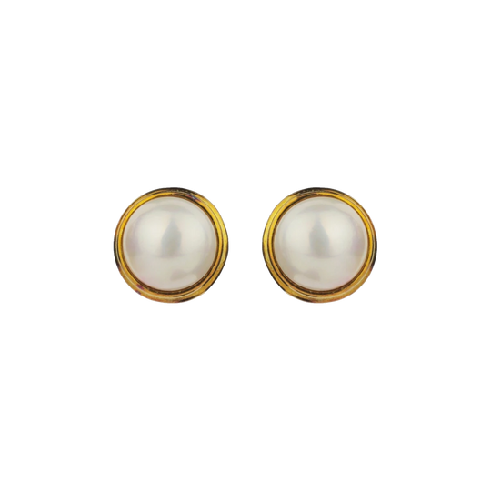 18kt Yellow Gold Mabe Pearl Earrings by Cellino
