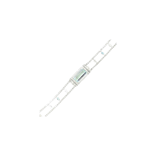 Art Deco Platinum Aquamarine and Diamond Bracelet with GIA Certification, 9.85 ct Centre, 3.30 ct Diamonds