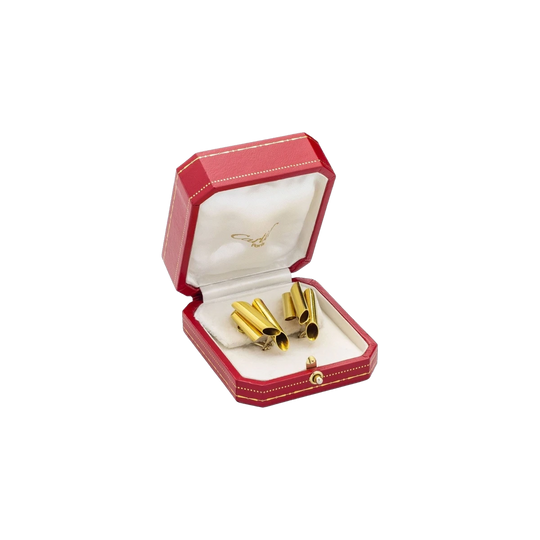 Vintage Cartier Modernist 18K Yellow Gold Ear Clips, Italian-Made, 1970s