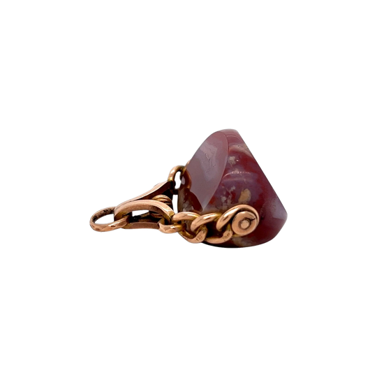 English 9ct Gold and Agate Spinner, ‘Chain’ Setting, c.1890