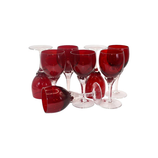Bohemia ruby liqueur glasses by Jan Gabrhel. Set of 8