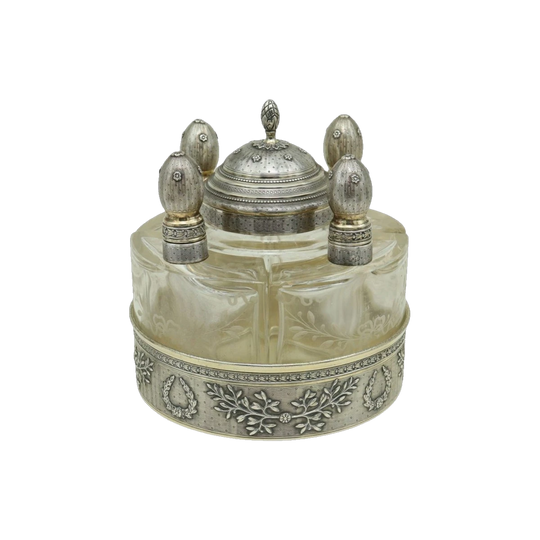 French silver gilt scent bottle stand