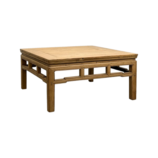 Square Raw Elm Coffee Table, Natural.