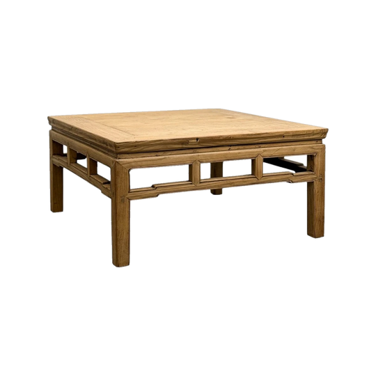 Square Raw Elm Coffee Table, Natural.