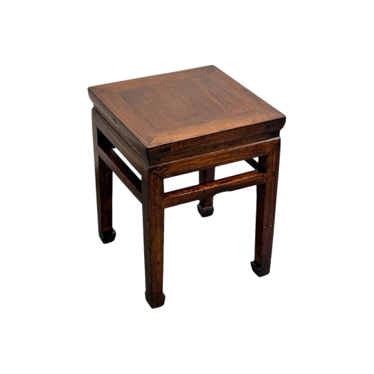 Simple Lacquered Elm Side Table, Brown