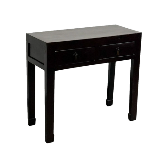 Elm Two-Drawer Console Table, Dark Brown.