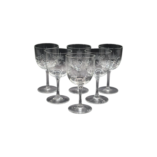 Vintage etched wine glasses. Set of 6