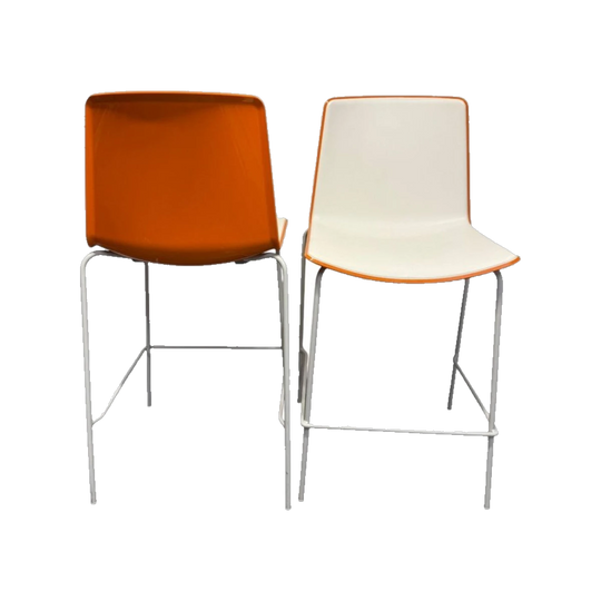 Pedrali Tweet Barstool – Orange & White with White Frame