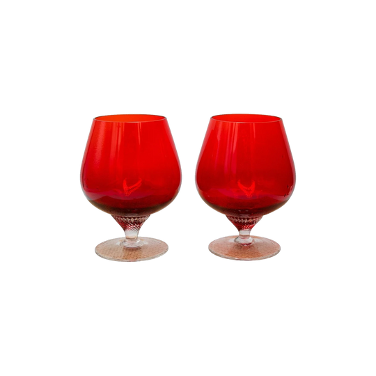 Vintage 60s Twist Stem Ruby Red Crystal Brandy Sniffer