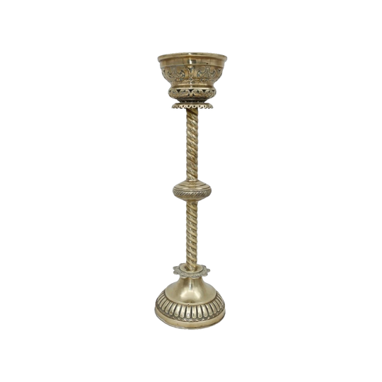 Large brass Gothic Revival church candlestick