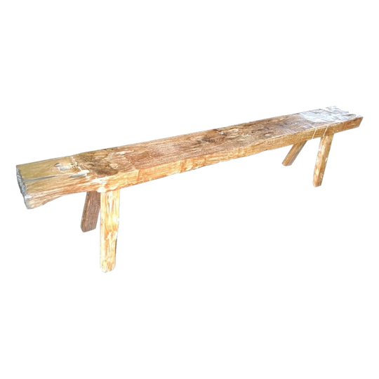 Long Rustic Wooden Bench Seat
