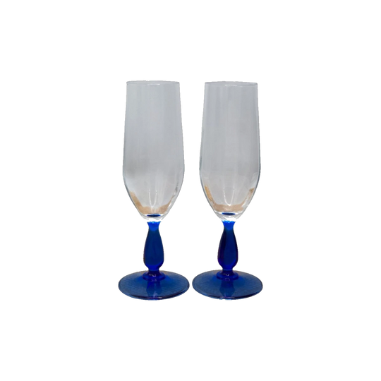 Blue stemmed Champagne Flutes
