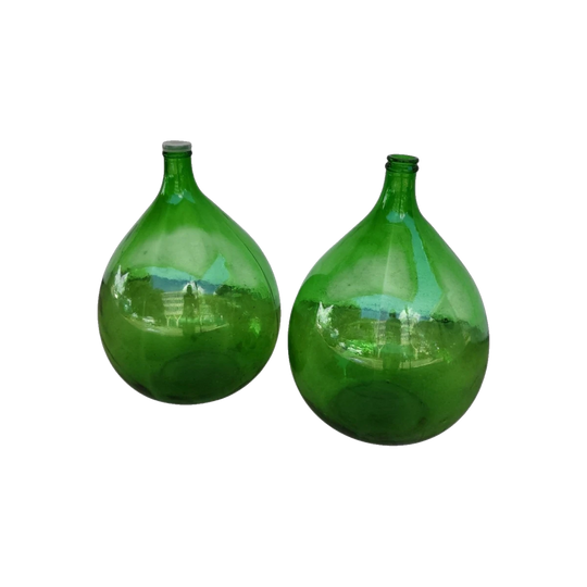 Antique Italian Green Glass Demijohn, ‘Ambrosio’ Embossed – 34 L, Approx. 60 cm H