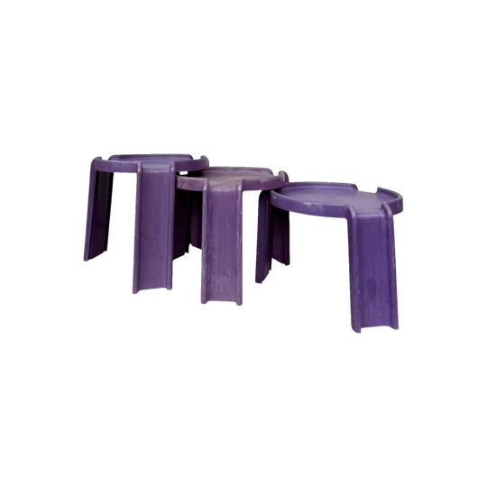 Giotto Stoppino for Kartell Post-Modern Purple ABS Nesting Side Tables, Set of 3, c.1970