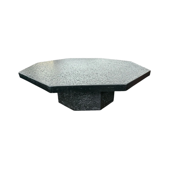 Brutalist Dutch Octagonal Coffee Table in Black Fibreglass Resin