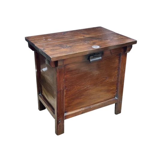 19th-Century Asian Teak Lockable Cabinet with Cast-Iron Hardware, Likely Korean
