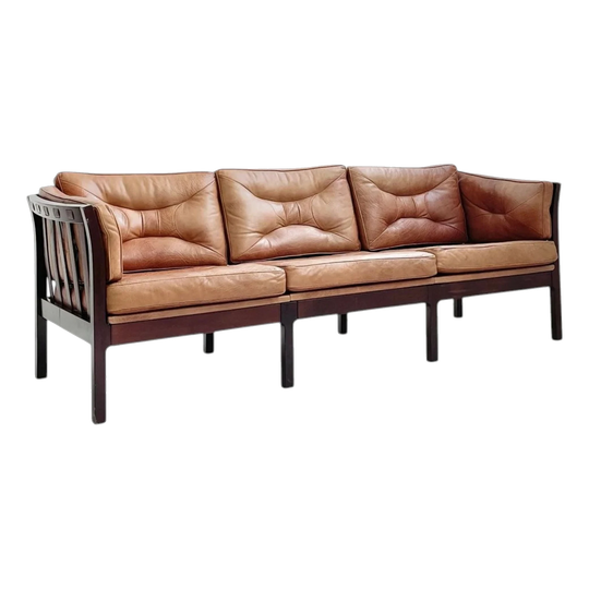 Danish Leather Three Seater Sofa