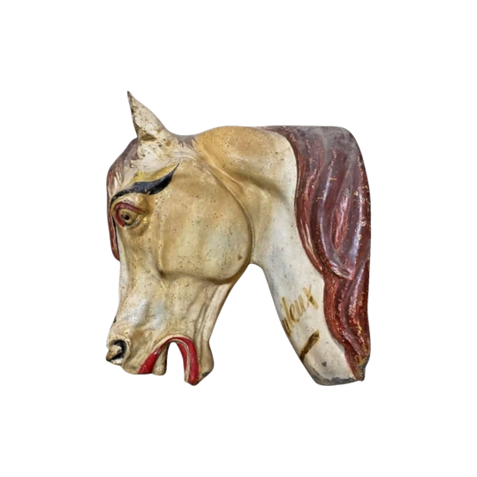 Antique French Hand-Painted Zinc Horse Head Butcher Shop Sign
