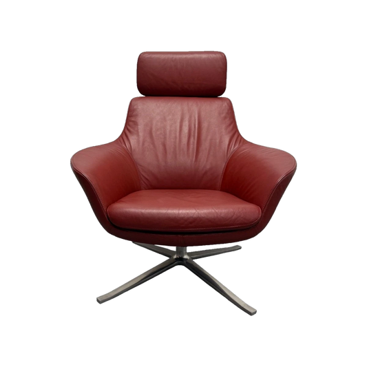 Walter Knoll Oscar Armchair with Headrest – Red Leather