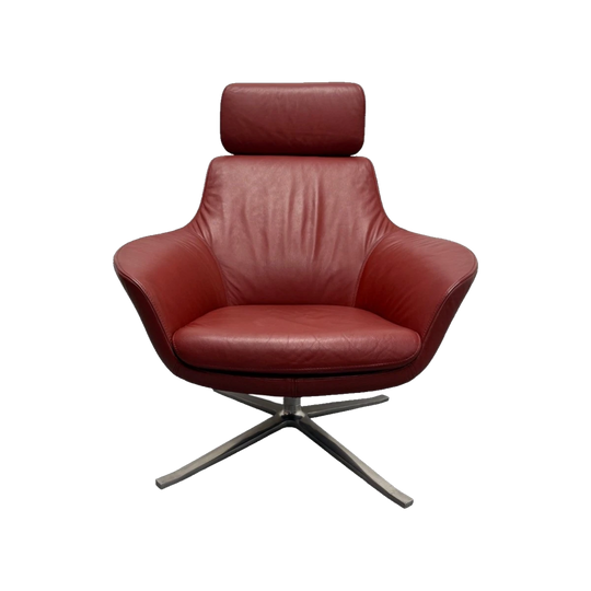Walter Knoll Oscar Armchair with Headrest – Red Leather