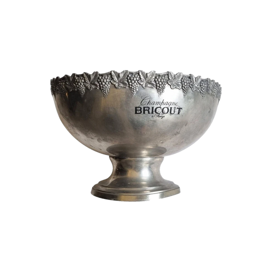 Vintage French Pewter Bricout Champagne Bowl/Bucket with Grapevine Rim