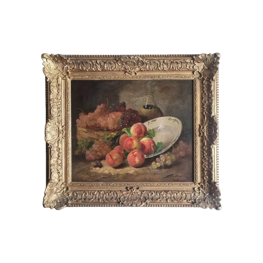 Alfred-Arthur Brunel de Neuville (1852–1941) Signed Still Life, Oil on Canvas, Antique French Gilt Frame