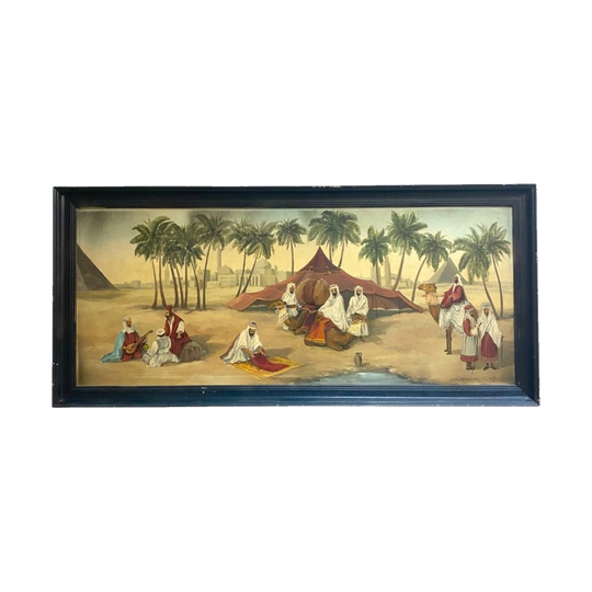 Early 20th Century Desert Nomad Scene Painting, Signed S. Alexander Stetz