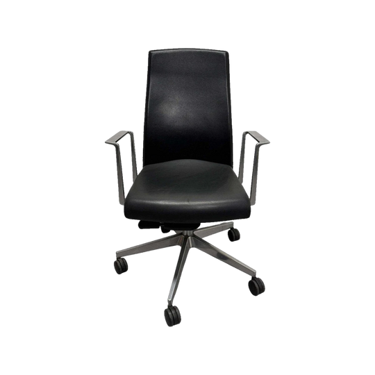 Boardroom Chair - Black Leather & Chrome Base