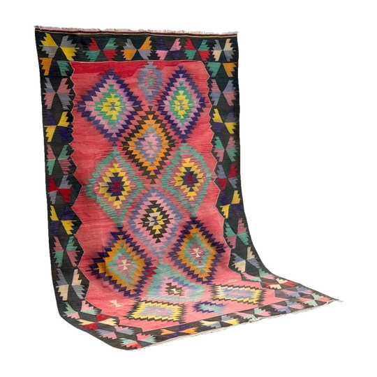 Vintage Nomad Tribal Wool Rug, Multicolour.