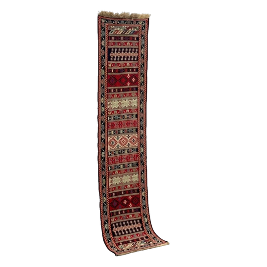 Vintage Rahrah Embroidered Wool Runner, Multi-Colour.