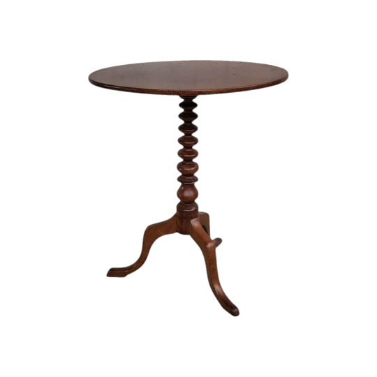 Victorian Bobbin-Turned Pedestal Wine Table, Solid Hardwood, c. 1880s–1890s