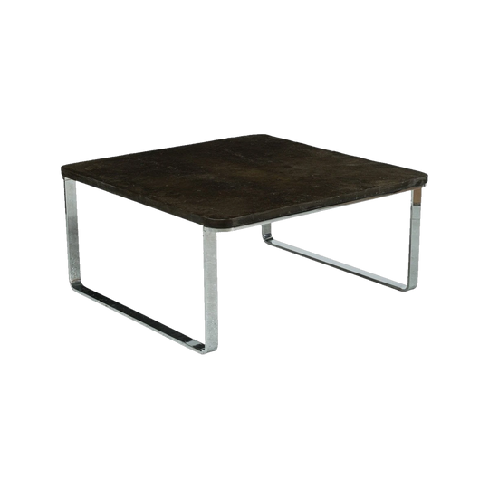 1970s Chrome and Slate Coffee Table, Attributed to Peter Draenert for Studio Draenert