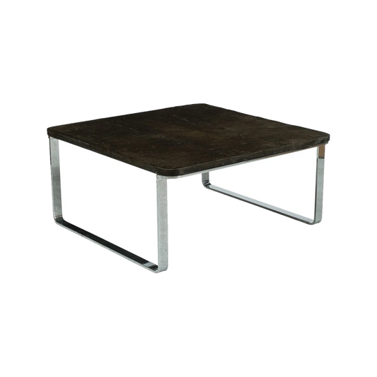 1970s Chrome and Slate Coffee Table, Attributed to Peter Draenert for Studio Draenert