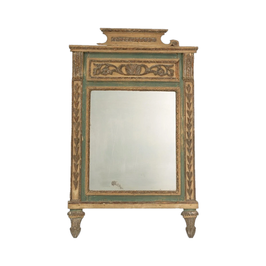 Louis XVI Italian Green and Gilt Mirror, Piedemont, circa 1780