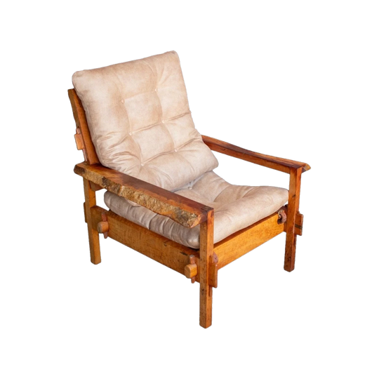 Jeremy Griffith for Griffith Tablecraft Armchair, c.1970s — Australian Hardwood Pegged Joinery, Upholstered in Warwick Eastwood Sand