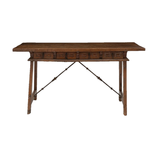 Mid to Late 18th Century Spanish Console Table in Light Walnut