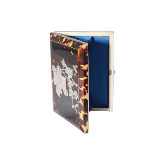 Silver inlaid tortoiseshell card case