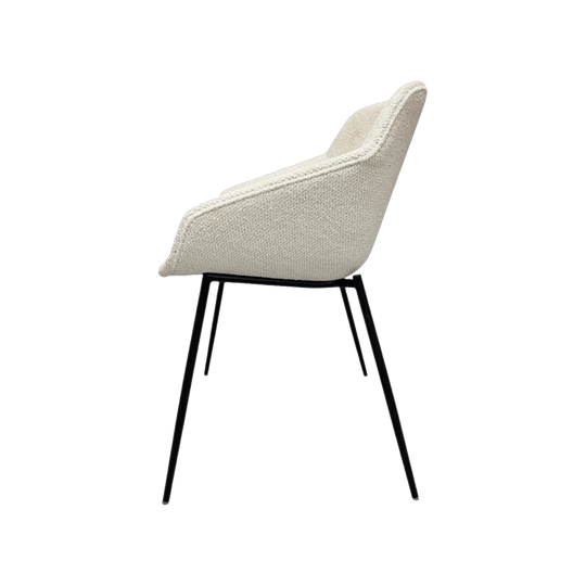 BoConcept Vienna Dining Chairs – Set of 6, Lazio Bouclé-Style Upholstery (Cotton–Wool Blend by Mario Sirtori)