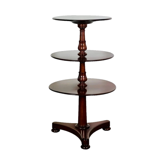 Antique English William IV-Style Mahogany Three-Tier Revolving Etagere (Dumb Waiter)