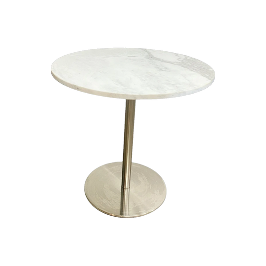 Contemporary Marble-Top Side Table with Stainless Steel Base