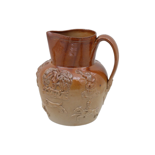 Stoneware hunting jug by James Stiff of Lambeth