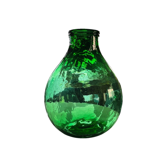 Vintage Handblown Green Glass Demijohn Vase, 50 cm