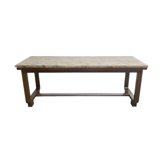 Late 20th Century Art Deco-Style Marble-Top Coffee Table, Dark Wood Frame