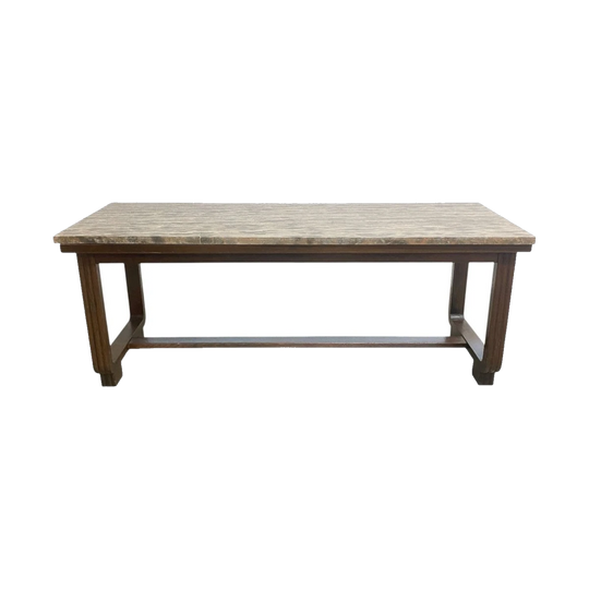 Late 20th Century Art Deco-Style Marble-Top Coffee Table, Dark Wood Frame