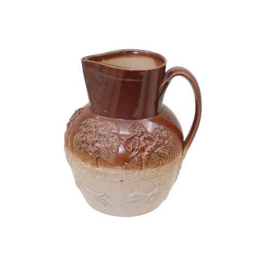 Stoneware hunting jug att. to Mortlake or Vauxhall
