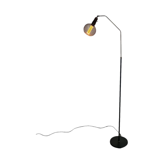 1950s Danish Standard Lamp with Grooved Brass Riser and Original Bakelite Fitting