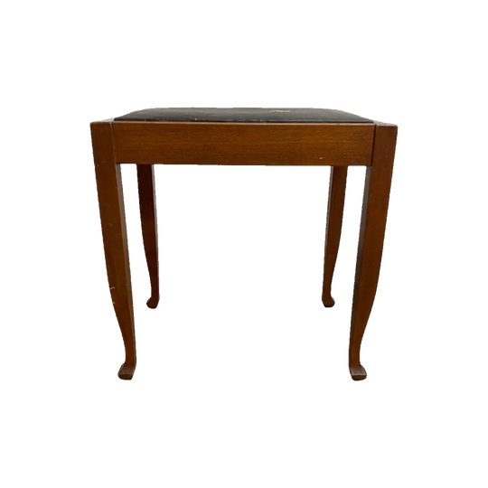 Vintage Wooden Piano Stool with Leatherette Seat